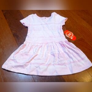 3/$12 Wonder Nation Baby Girl Dress Size 24M Cotton Candy Pink Striped Dress NWT